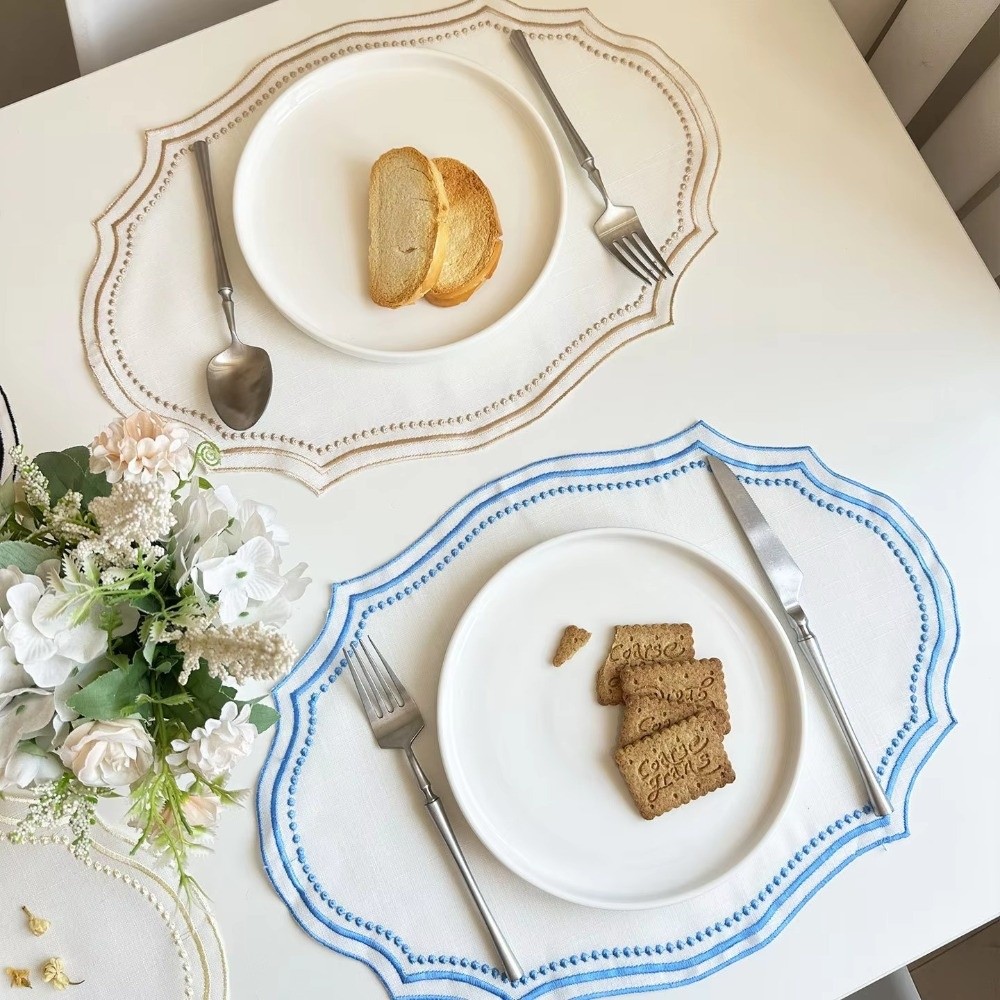 Linen Napkin Set - Новые винтажные салфетки-плейсматы из вышитой ткани,